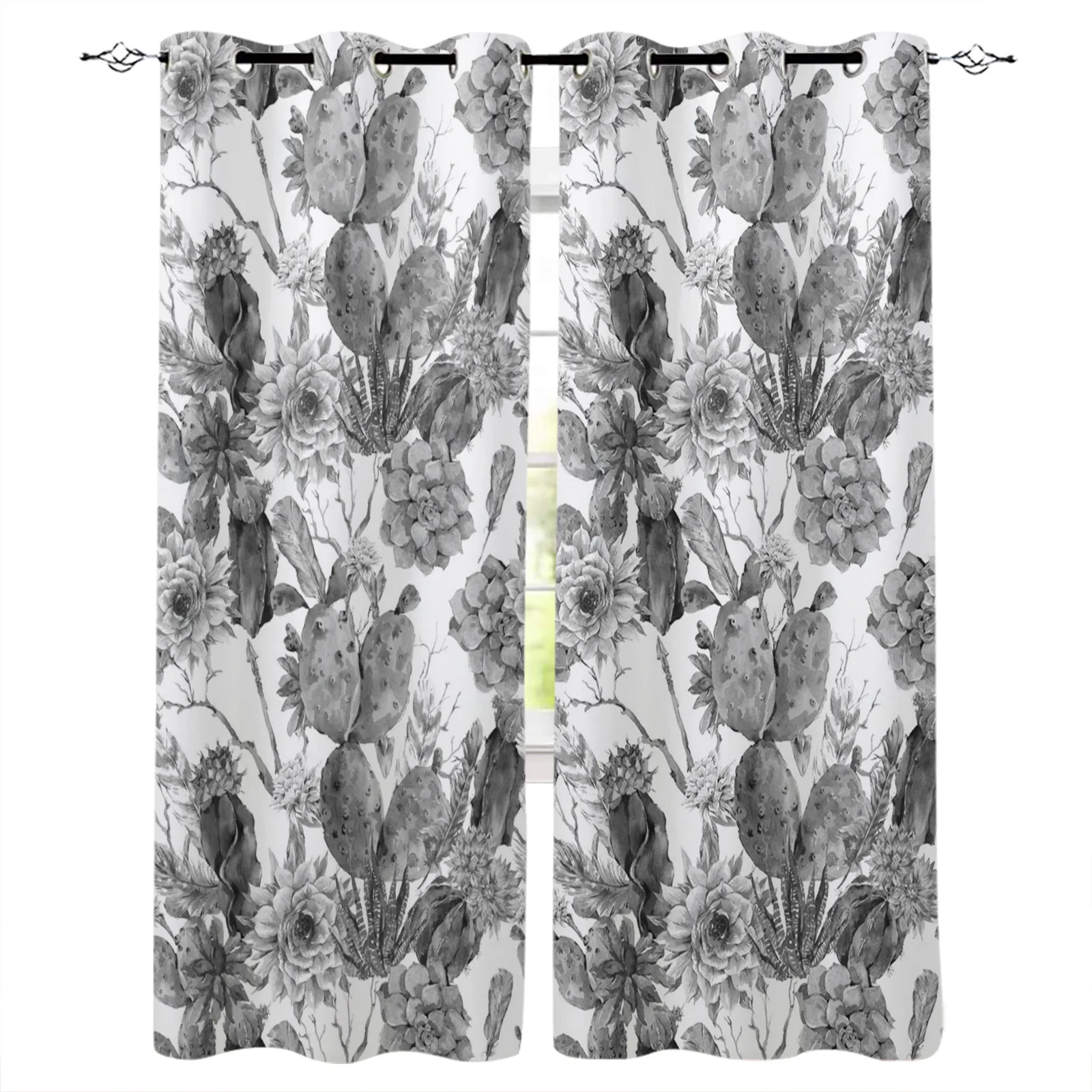 

Vintage Cactus Flower Tropical Plant Blackout Curtains Window Curtains For Bedroom Living Room Decor Window Treatments