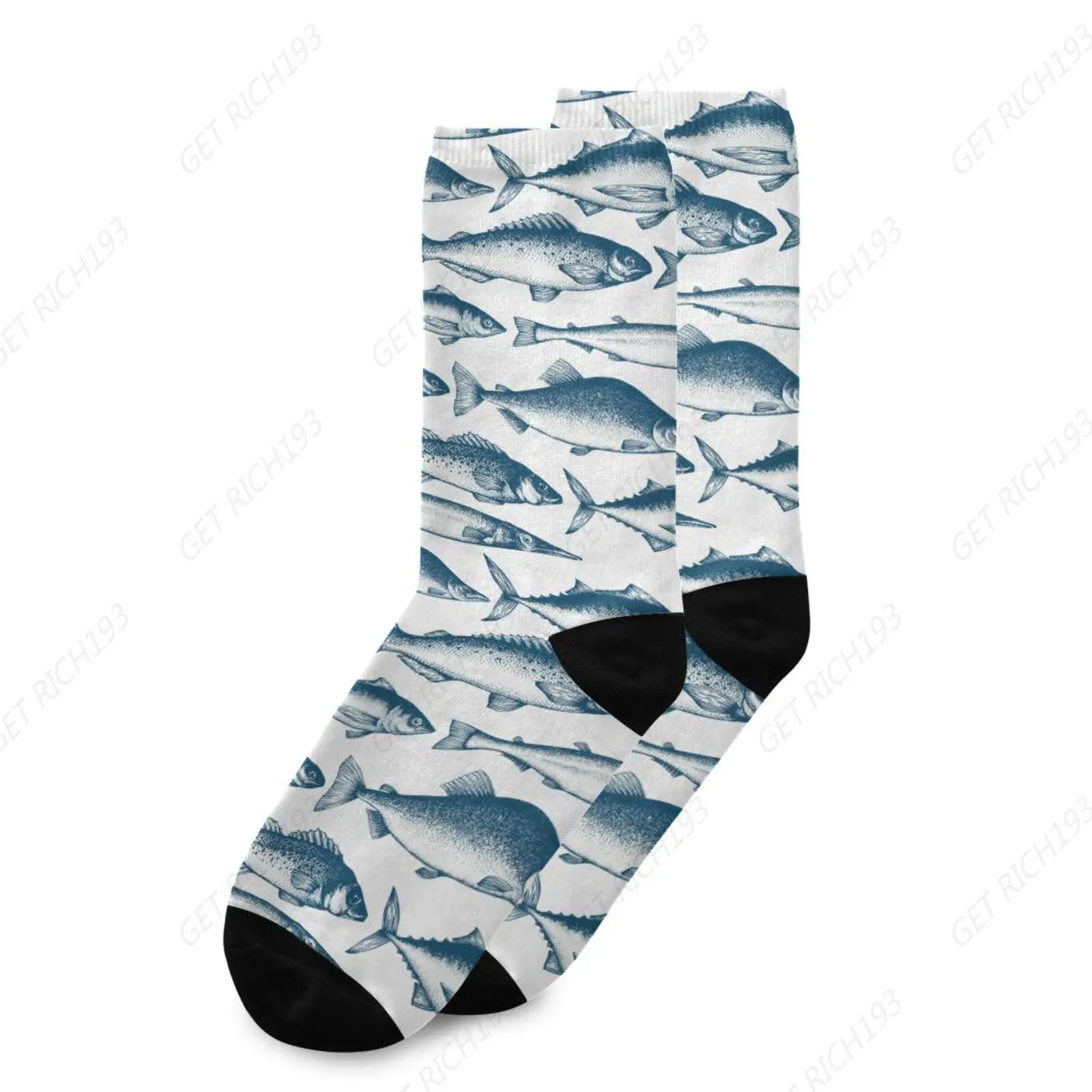 Deep Fish Socks Women Men Short Stockings Unisex Sock for Running Athletic Hiking Cycling 1 Pair