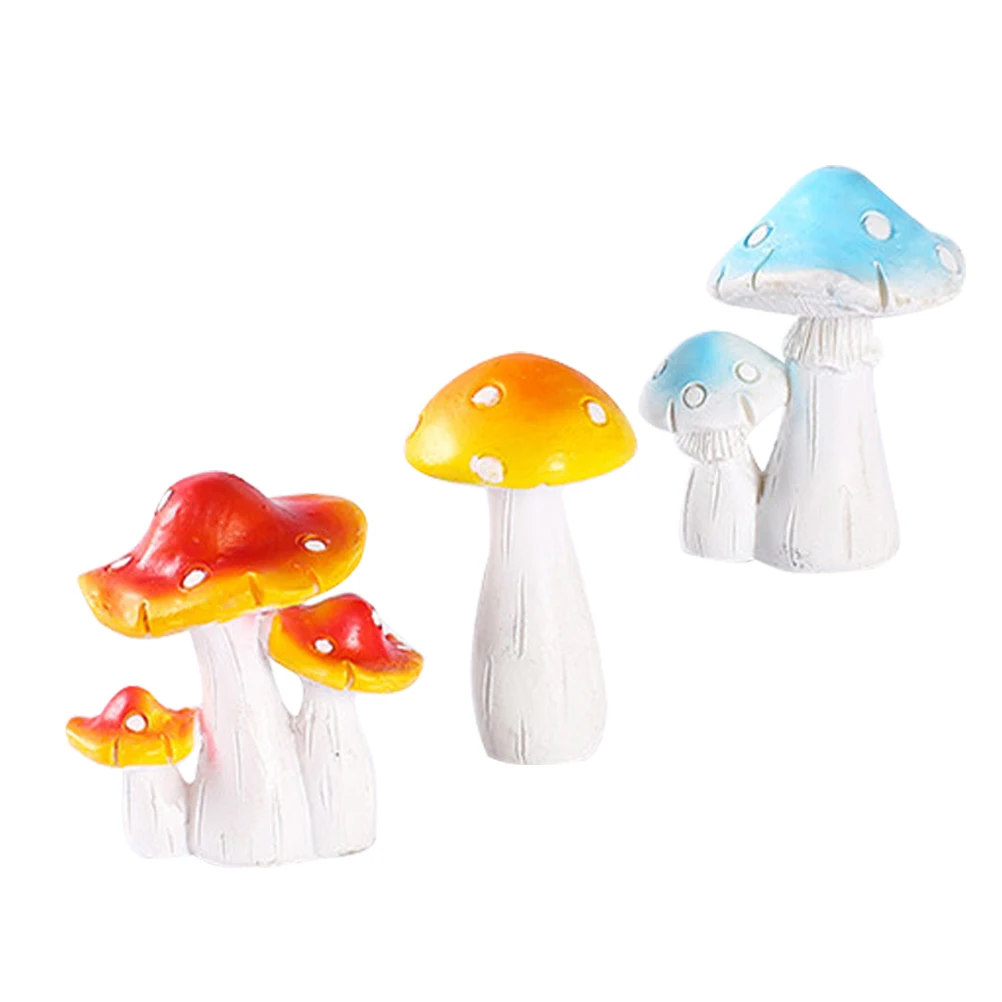 

3 Pcs Moss Decoration Ornaments Mushrooms Statue Decorations Mini Miniature Resin Microlandscape Garden