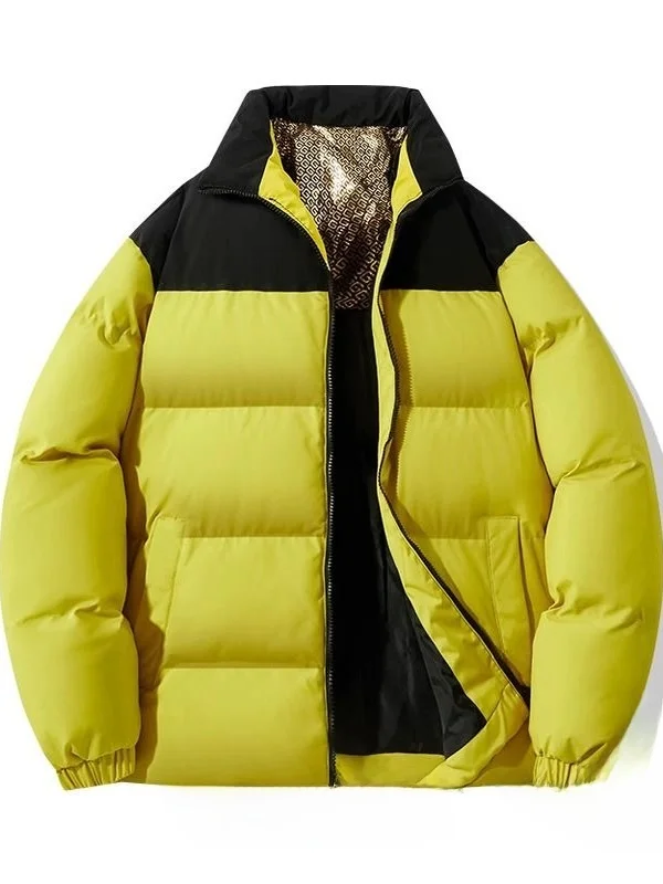 

Trendy Men's Cotton Jaet aphene Thiened Golden Surface Autumn Winter Faionable Versatile Warm Long Sve Zipper Closure