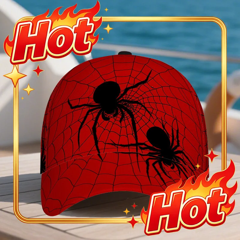 Custom One Halloween-Themed Baseball Cap Featuring A Spider Web Design - A Flexible Duckbill Hat, Great For Everyday Use