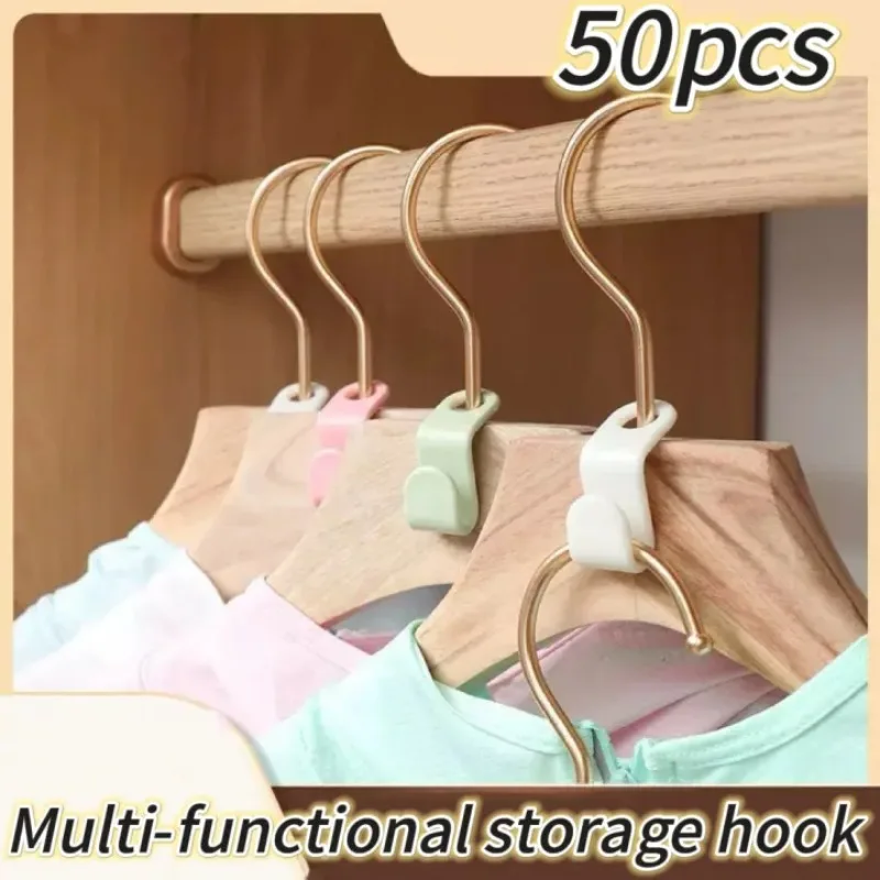 10-50pcs Wardrobe Hanger Hooks Multifunction Cascading Plastic Bedroom Wardrobe Storage Space Saving Coat Hooks