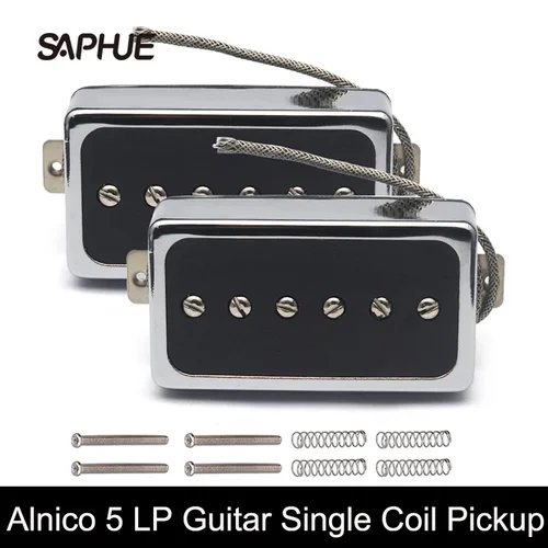 Imagen 1 del producto Alnico 5 LP estilo guitarra pastilla de bobina única Humbucker con Basepalte de cobre blanco, 50/52MM, cromo/oro
