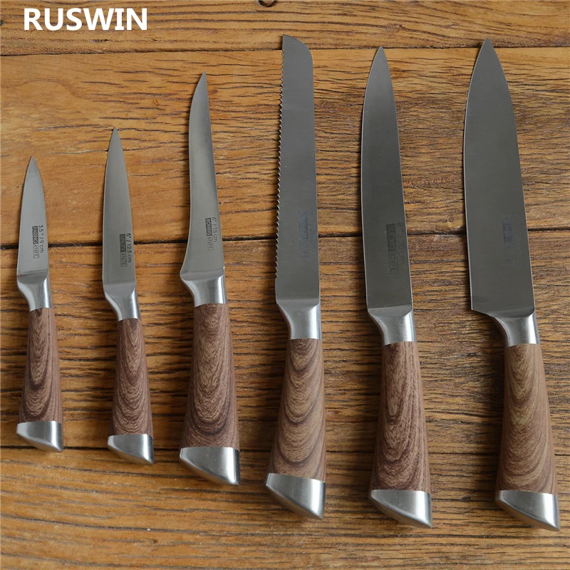 Stainless Steel Knife Set Kitchen Knives 6 Pcs Set Fruit Utility Boning Bread Slicing Chef Slicer Nakiri Paring Cooking Knife