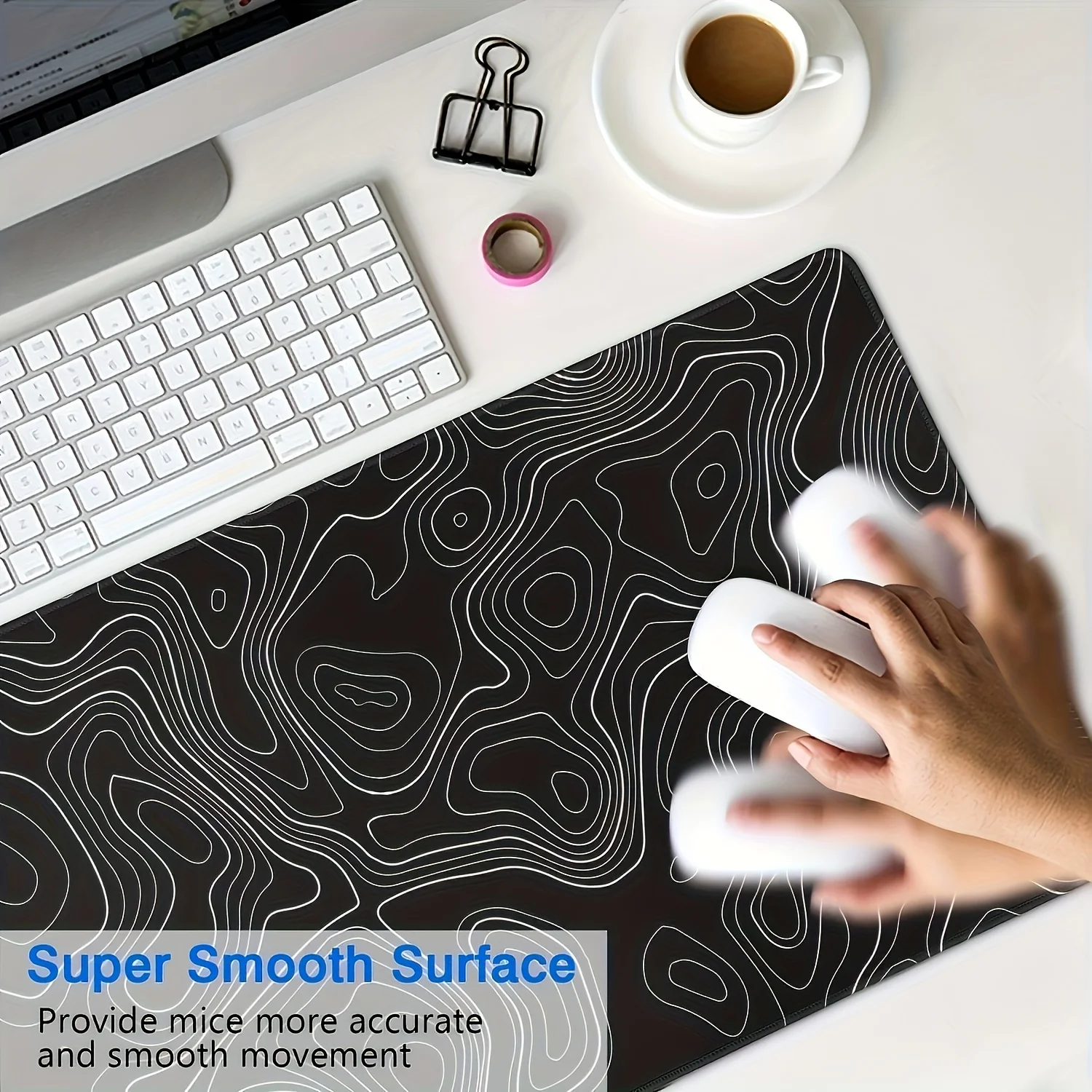 Imagem -05 - Anti-slip Rubber Gaming Mouse Pad Textura Abstrata Contour Desk Mat Design de Linha Elegante Office Mouse Pad