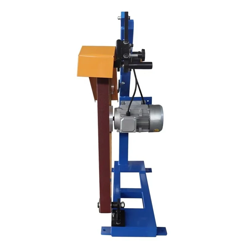 Adjustable arc grinding vertical small three-wheel sanding belt machine metal weld grinding and polishing machine