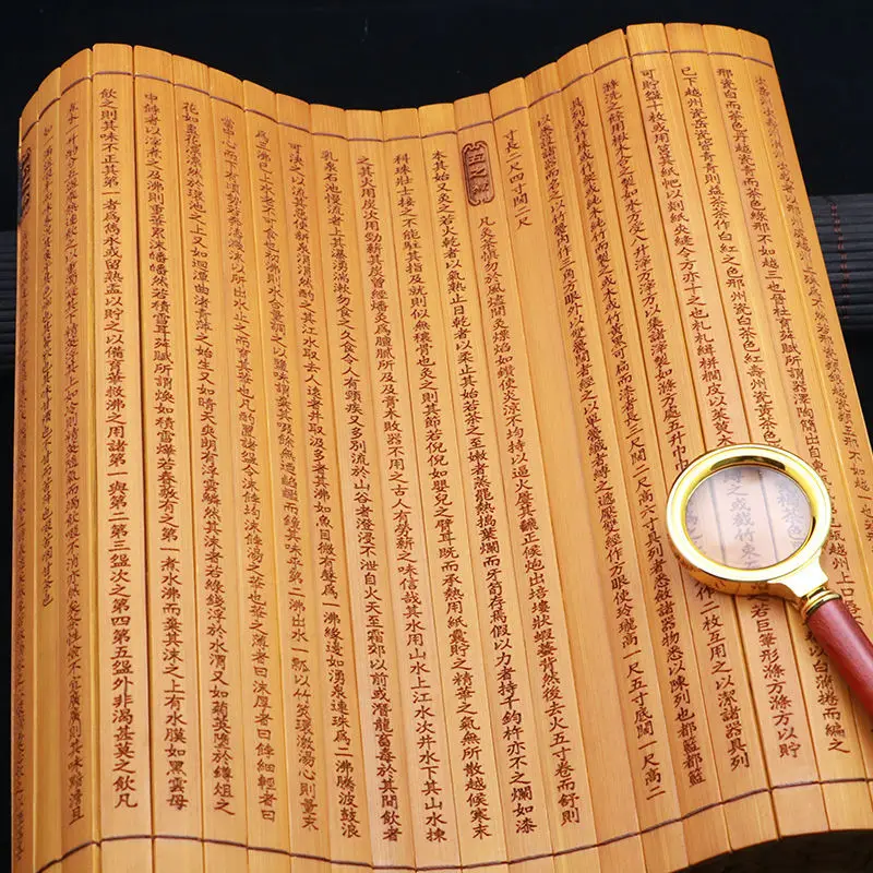 الخيزران المنسوجة نحت يدويا ربط موضوع زلات حروف الشاي سوترا الخيزران الديكور النمط القديم