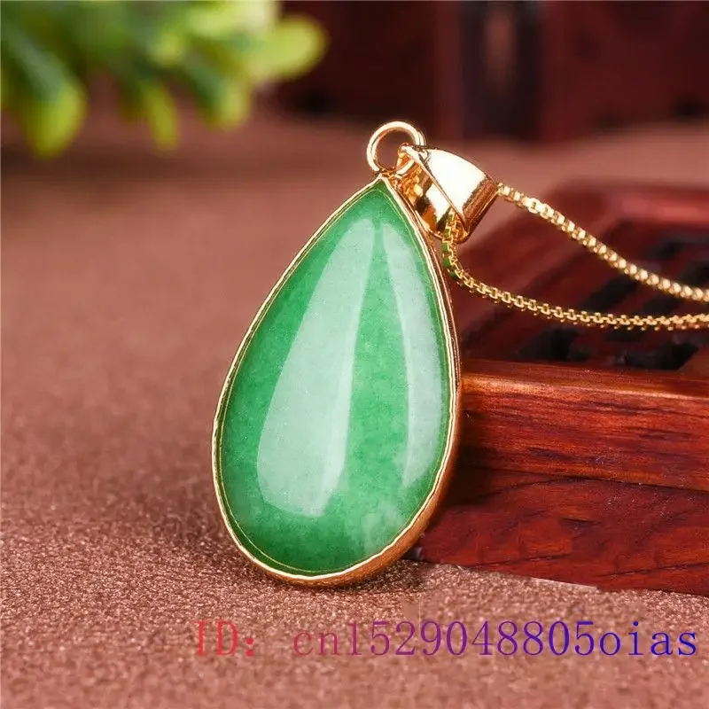 Collier pendentif goutte d'eau en Jade 925, bijoux de luxe en argent et vert naturel, cadeau de créateur chinois