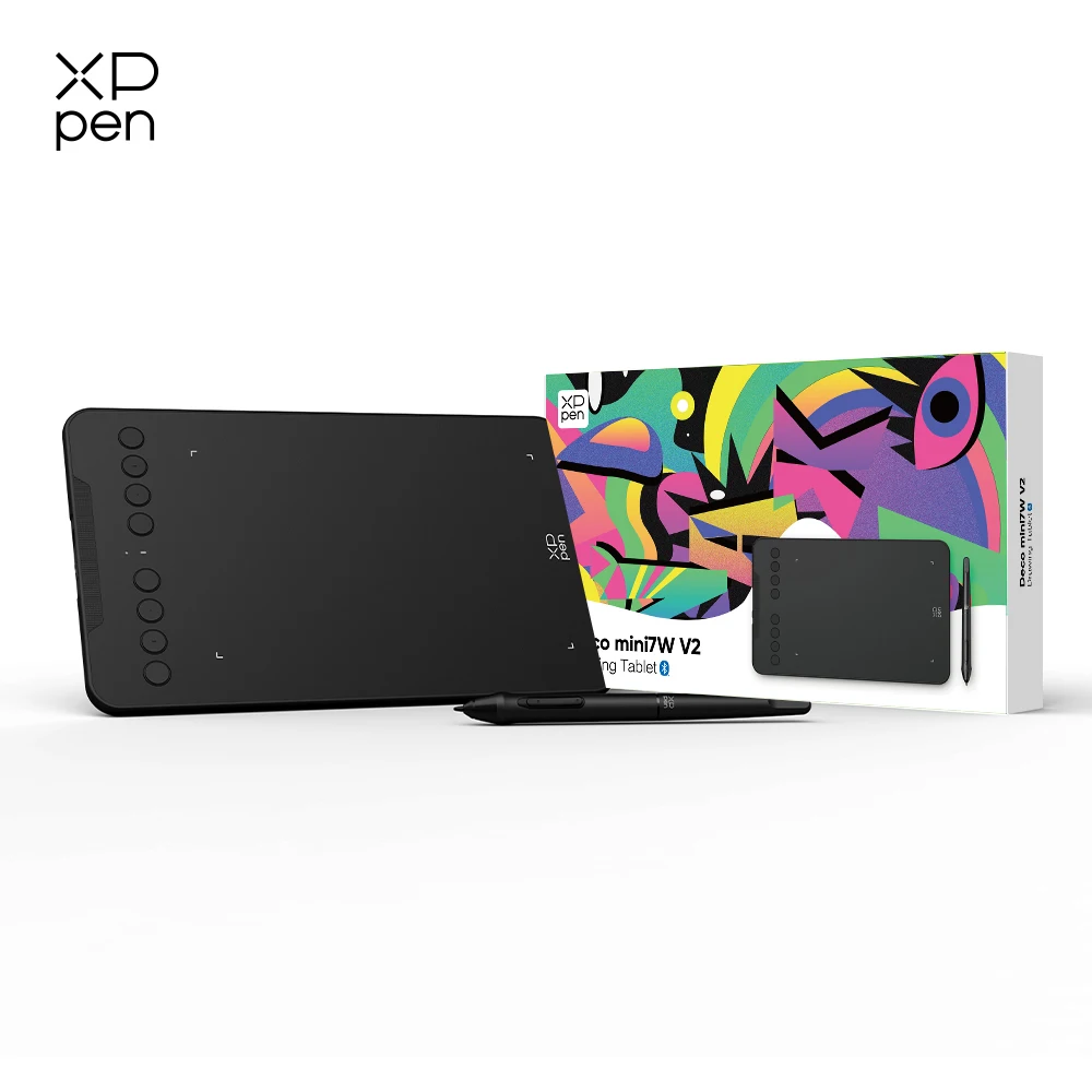 XPPen Deco Mini7W V2 Graphics Tablet 7-inch Drawing Tablet with Bluetooth 5.0 1000mAh Battery 16K Pressure Levels for Design
