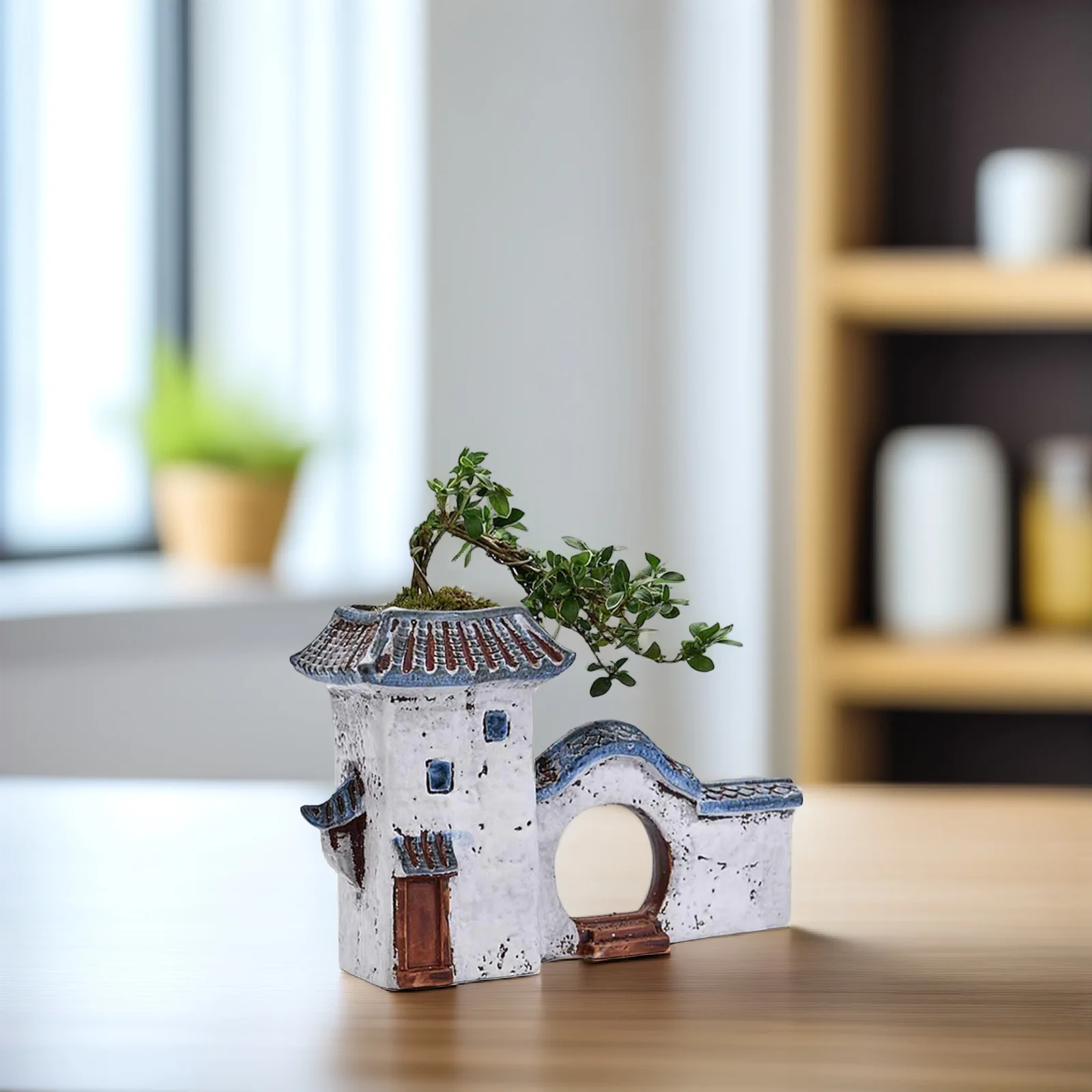 

1Pcs Ceramic Creative Flower Pot Landscape Succulent Plants Pot Chinese Style Zen Decoration Tabletop Home Garden Decoration