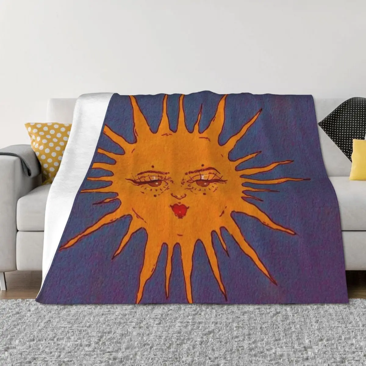

sun indie smiling Throw Blanket Retros Bed Fashionable decorative Blankets
