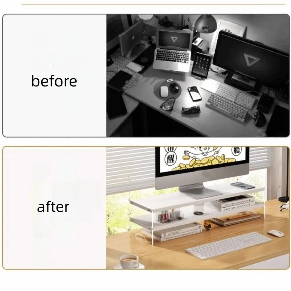 

Single/Double Layers Acrylic Floating Computer Stand Protect Neck Comfortable Viewing Height Desktop Laptop Riser