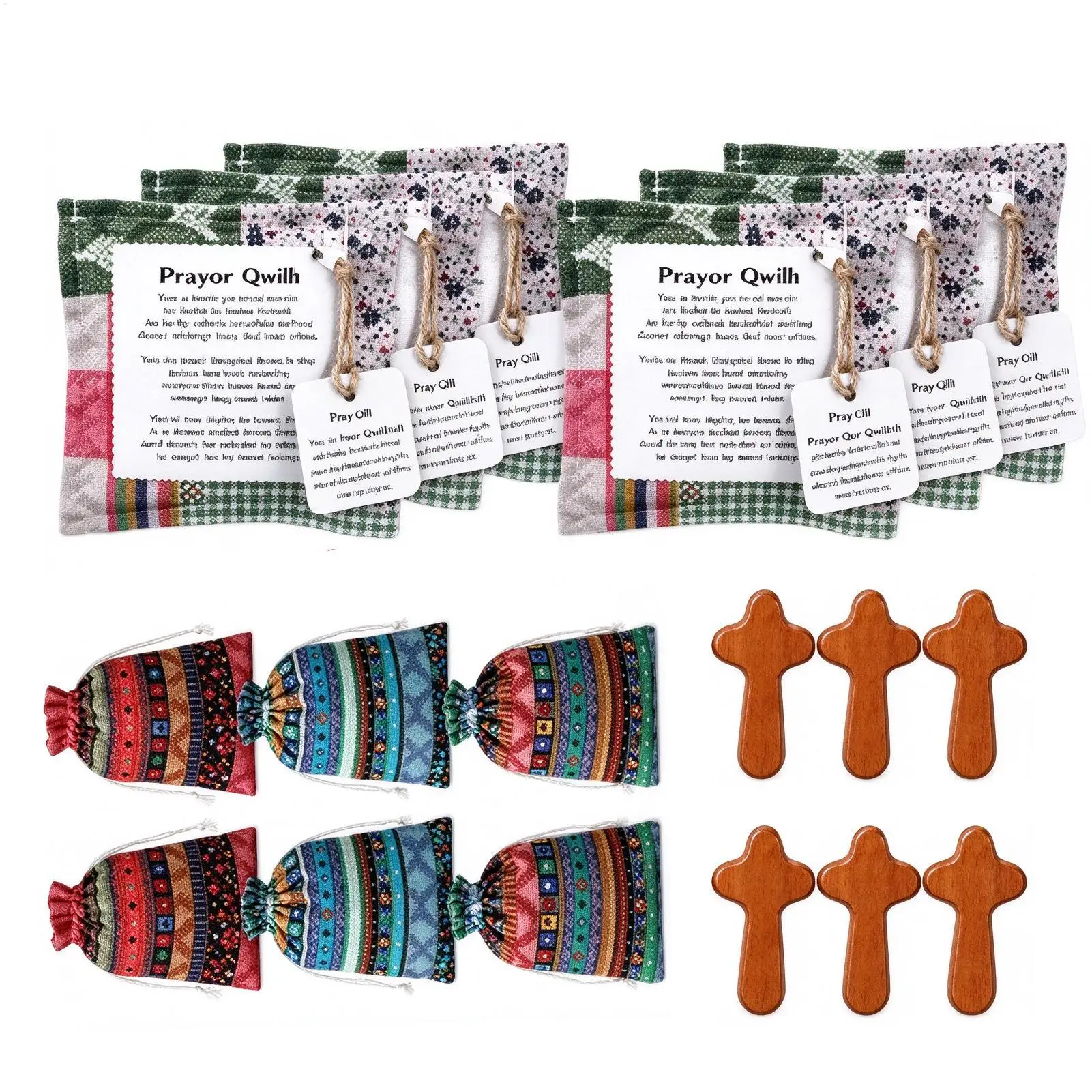 Prayer Quilt Squares 6 Pack Mini Religious Handmade Scripture Cloth Inspirational Quilted Pocket Prayer For Christmas Christian