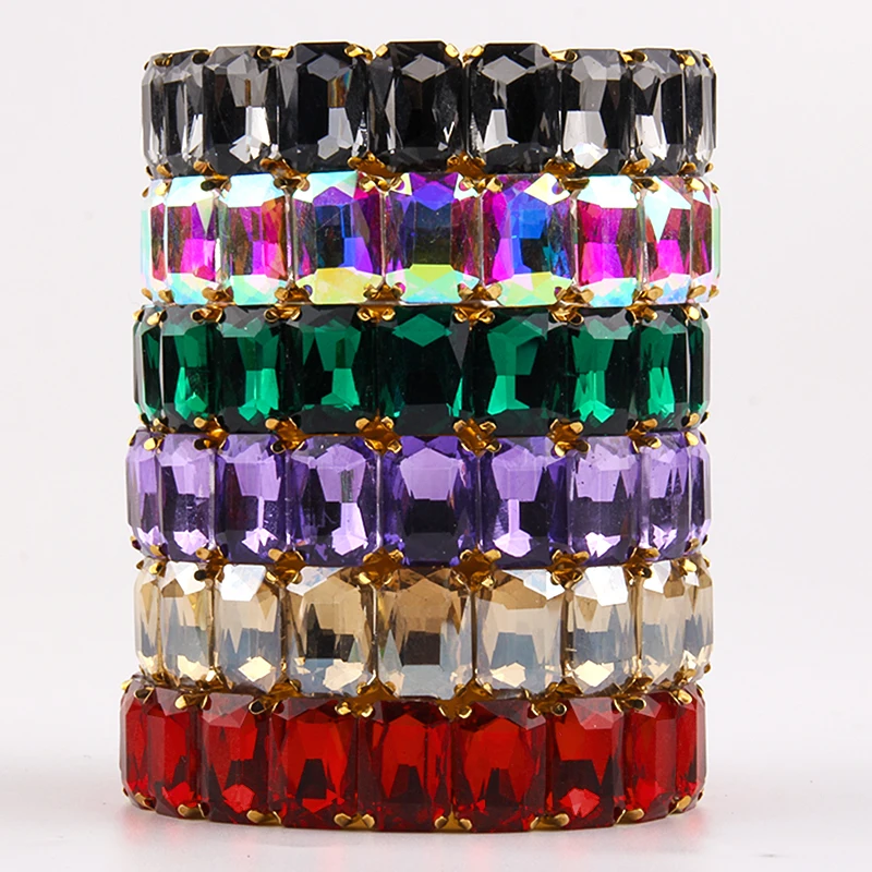 Fashion Bohemian Jewelry Bracelet Elasticity Rectangle Crystal Bracelets Gift