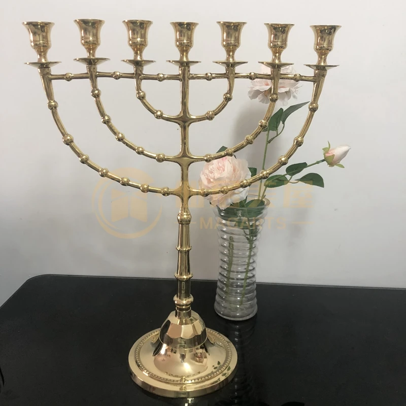 Jewish souvenir candle church temple household ornament gold lamp holder pure copper retro candle holder