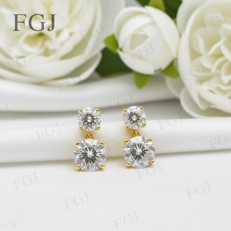 

Round Cut Customized Earring Moissanite 5.6CT-10CT VVS1 D Color Luxury Top Quality Jewelry Gifts For Women Men Outfit Wear