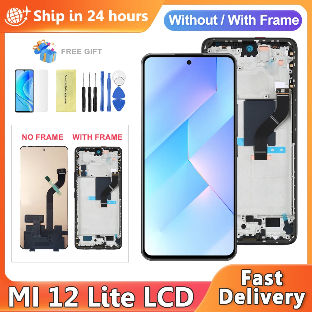 

ЖК-дисплей AMOELD для Xiaomi Mi 12 Lite 2203129G, сенсорный экран с дигитайзером в сборе для Xiaomi Mi 12 Lite, сменный экран