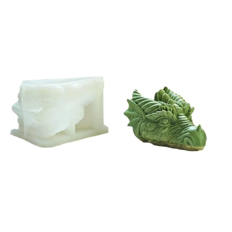 3D Dragon Head Candle Silicone Mold Monster Dragon Resin Silicone Mould Dinosaur Fire Dragon Concrete Plaster Molds Home Decor