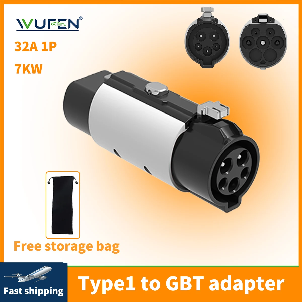 

Адаптер с пряжкой WUFEN Type1 к GBT, зарядное устройство EV для зарядки электромобиля, 7 кВт j1772 к gbt, разъем EV с высокой эффективностью