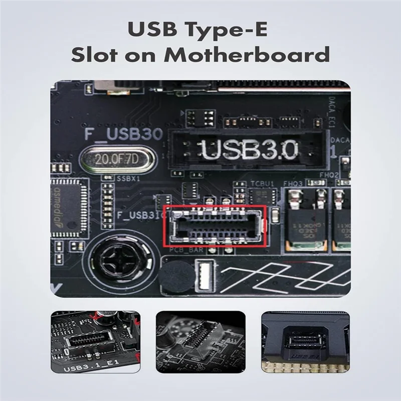 Adaptador de panel frontal USB-C 20Gbps USB 3,2 Gen 2X2 con cable de extensión de cabezal de placa base, USB-C hembra a USB de 20 pines