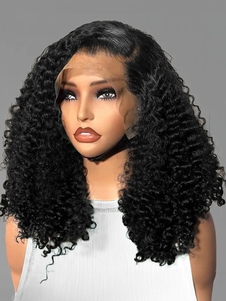 250% densité Jerry bouclés court Bob perruque cheveux humains Bob perruques vague profonde 13x4 HD dentelle fermeture perruque cheveux humains perruque profonde bouclée perruque