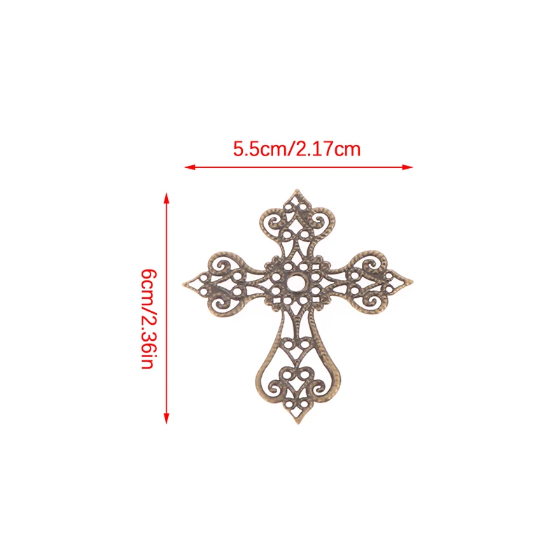 20 Pcs Metal Filigree Cross Flowers Slice Charms Base Setting Jewelry DIY Components Filigree Charms Accessories