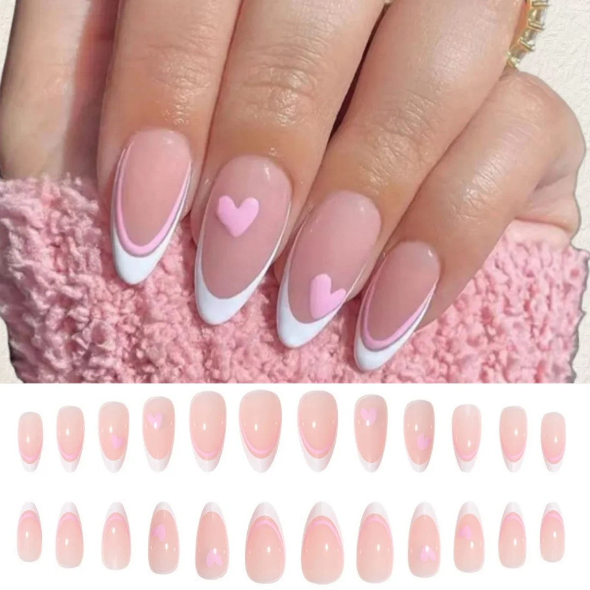 24 Pz/scatola Bianco Argento Bordo Francese Presse sulle Unghie Art Unghie Finte Set Impermeabile Rimovibile Unghie Finte Forniture per I Professionisti