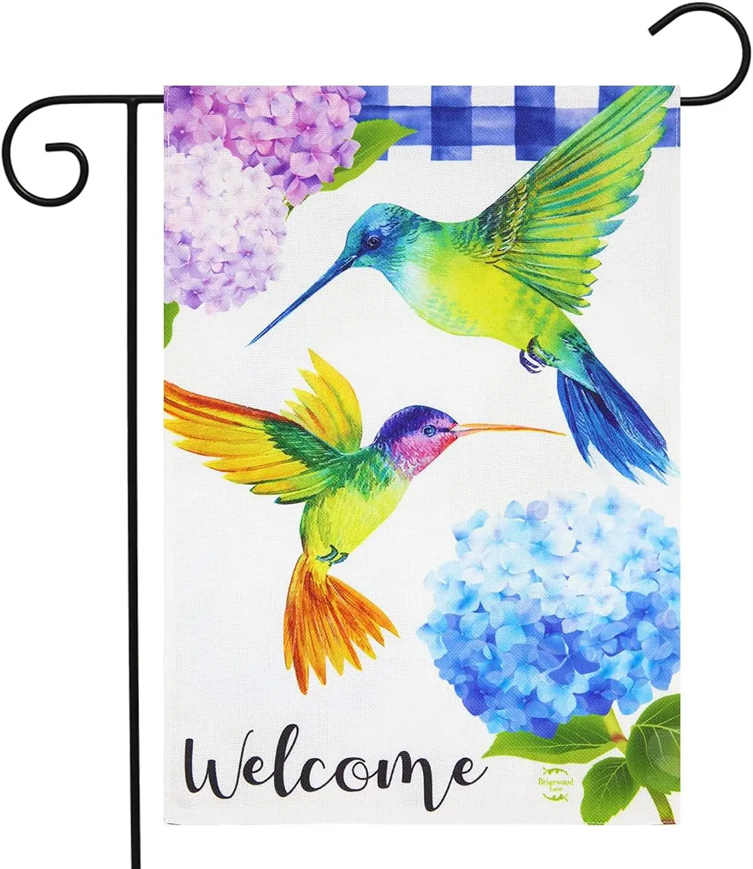 Hummingbirds and Hydrangeas Spring Burlap Garden Flag 12.5