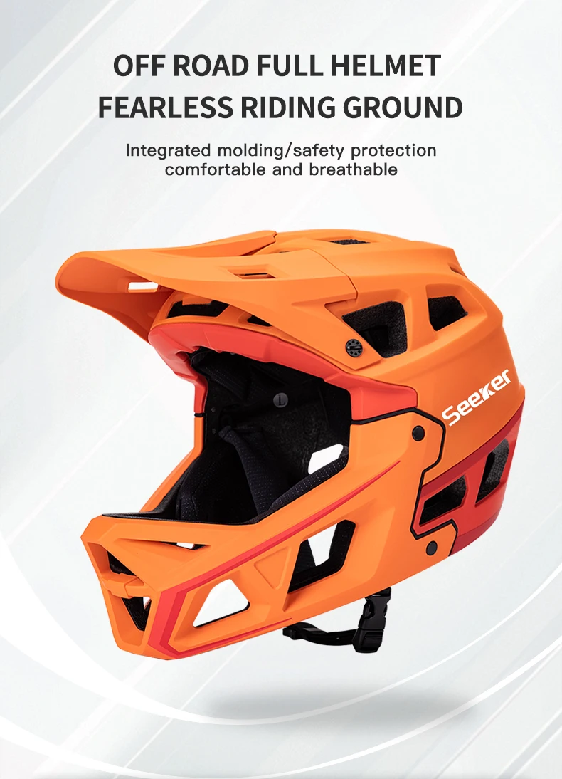 SEEKER Fahrradhelm Cross-Country Vollgesichts-Mountainbike-Downhill-Schutzhelm für Erwachsene Einteiliger Stoßfester Fahrradhelm – Detail 1