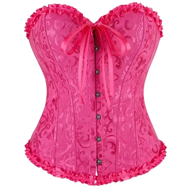 

Women Sexy Corset Top Gothic Brocade Bustier Floral Overbust Lingerie Lace Medieval Vintage Halloween Costume