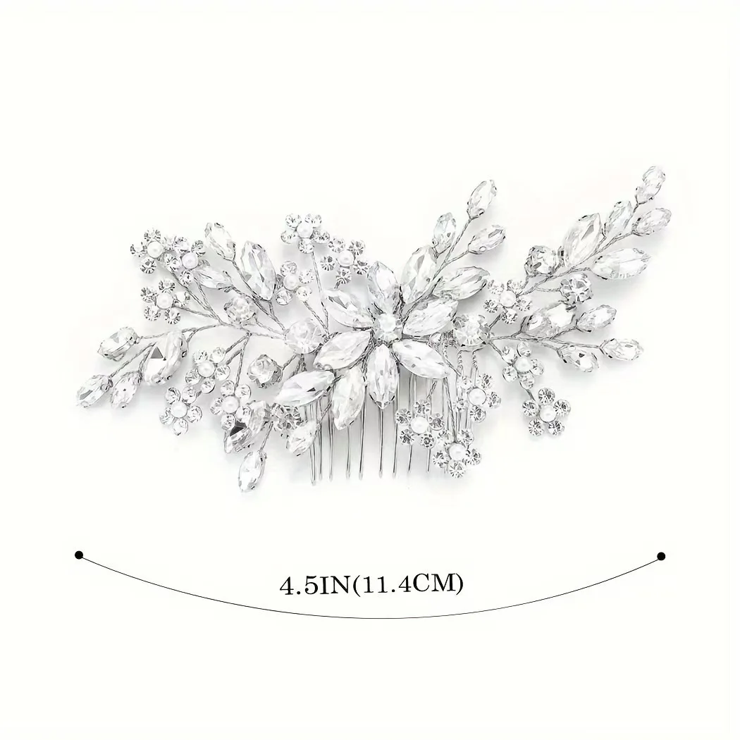 Crystal Floral Hair Accessory Set, Fairy Luxury Exquisite Style, Suitable for Bridal Wedding Look / Evening Gown Matching image 4