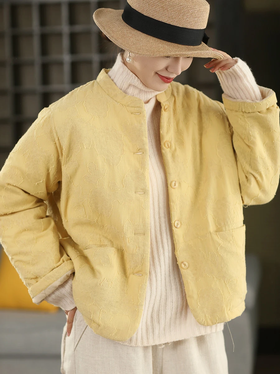 

Thiened Cotton Padded Jaet Lightweight Embroidered Heavyweight 00% Linen Inner Cotton Coat Warm Cottonwear Pure Cotton