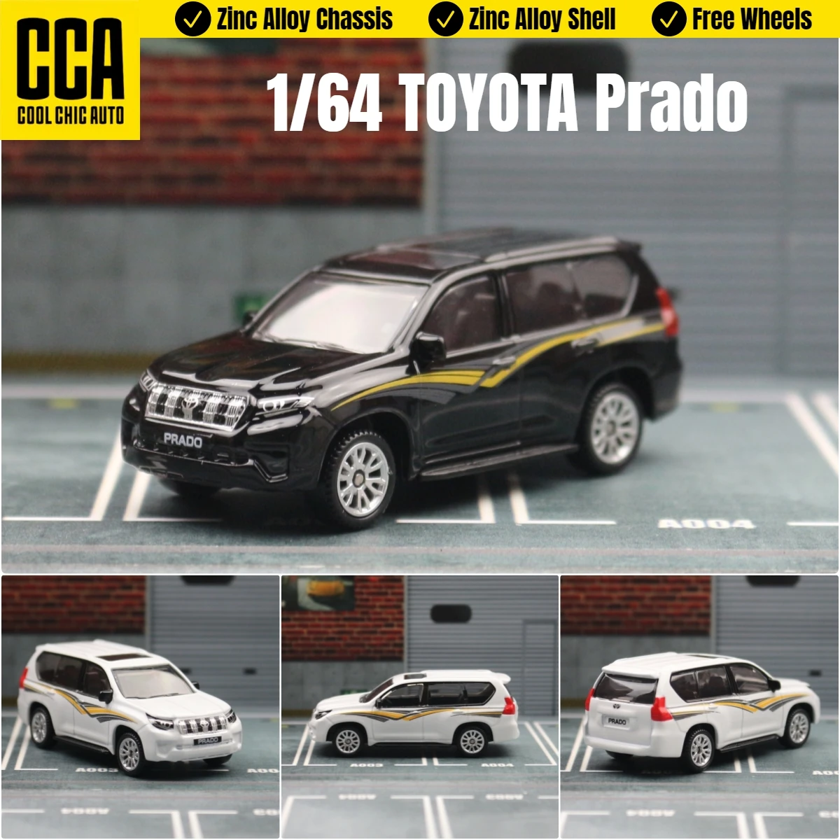 

Миниатюрная модель внедорожника TOYOTA Prado 1/64, модель CCA MSZ 3 дюйма, игрушечный автомобиль из сплава, автомобиль с свободными колесами, литый металлический коллекционный подарок для детей и мальчиков