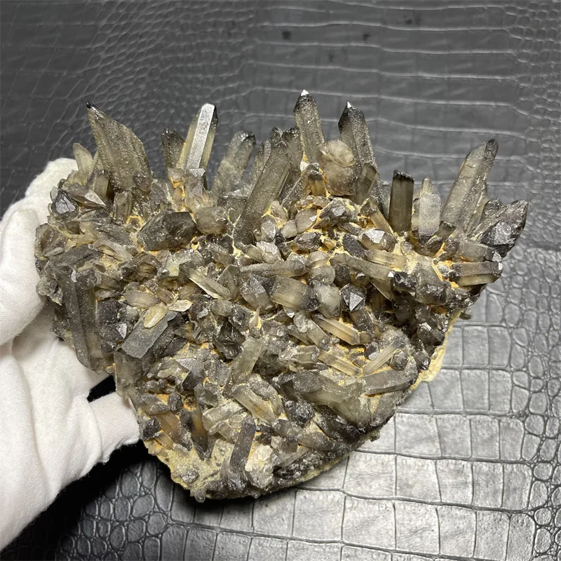 1,9 kg de cristal de cuarzo negro ahumado Natural, espécimen Mineral de punto de racimo, curación de Reiki, decoración para el hogar y la Oficina, meditación