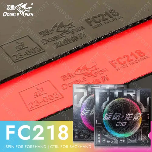 Goma de tenis de mesa de doble pez, goma de Ping Pong de Control de giro FC218, con esponja de alta elasicidad preajustada