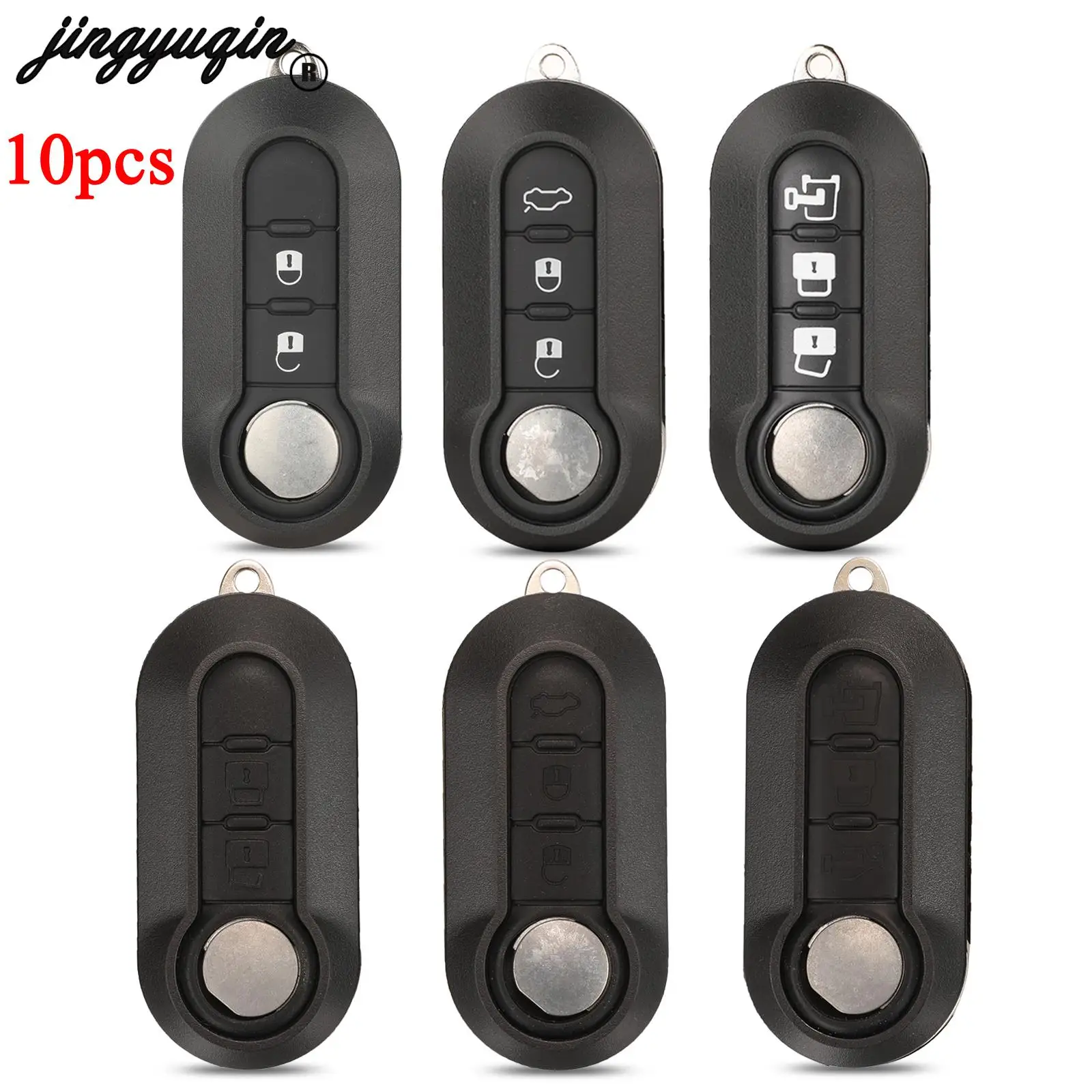 

jingyuqin 10pcs Replacement For Fiat 500 Punto Ducato Stilo Panda Folding Remote Car Key Shell Case Fob SIP22 Blade 2/3 Buttons