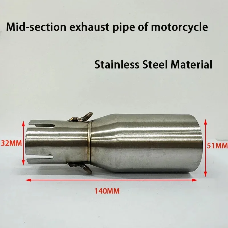 Motorcycle Modification Exhaust Pipe Exhaust Middle Section 28 30 32 33 35 38 40 42 45mm Adapter 51mm Exhaust