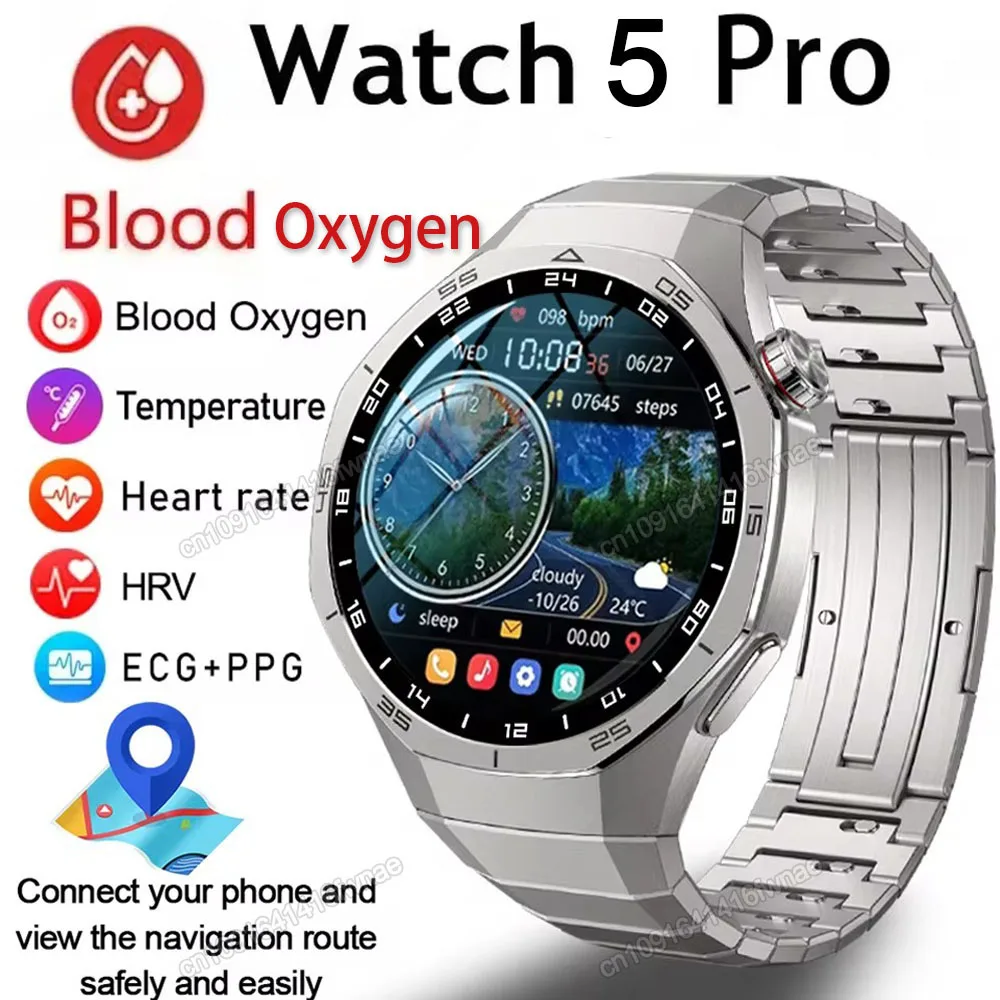 Nuevo reloj 5 Pro SmartWatch 1,52 pulgadas HD pantalla AMOLED NFC GPS Tracker Bluetooth llamada Monitor de salud reloj hombres mujeres nuevos hombres mujeres