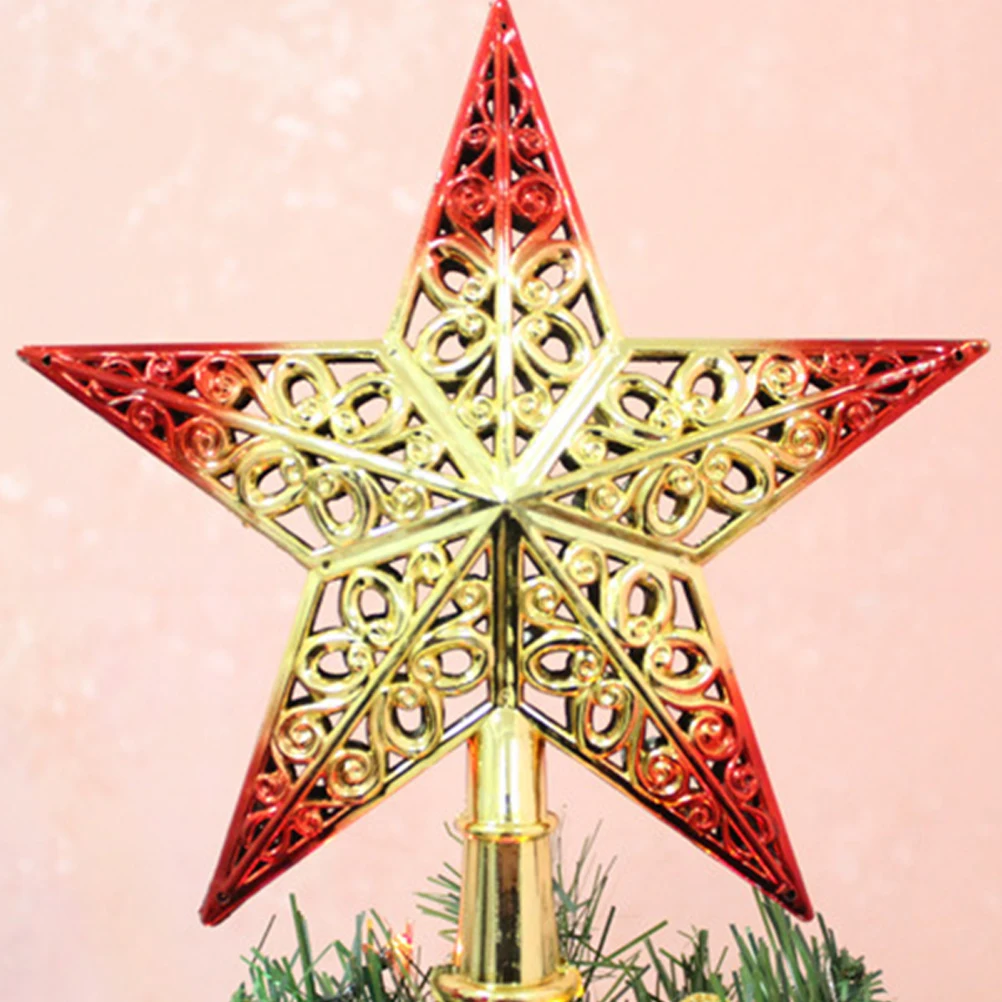 

2 pcs Christmas Tree Top Star Glittering Hollowed-Out Decoration For Home Xmas Ornament Pendant Holiday Party Decor Supplies