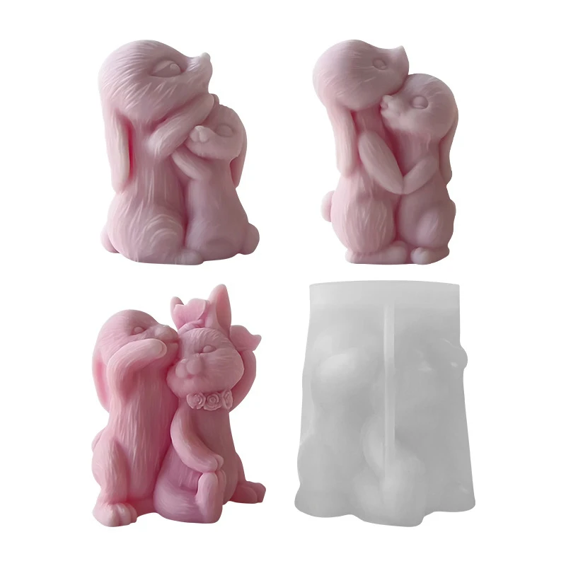 

Easter Candlestick Mold Silicone 3D Bunny Candlestick Mold Candle Molds For Candle Making DIY Wax Melt Craft Epoxy Resin