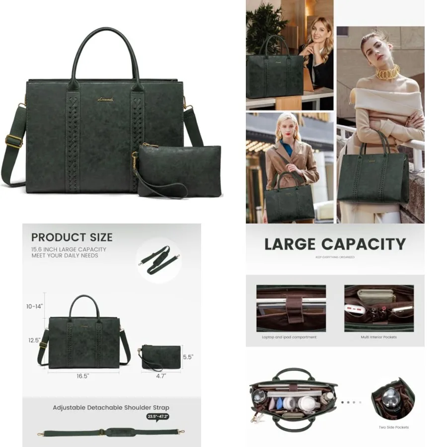 

Laptop Tote Bag for Women, Vintage Leather Work Bags Laptop Bag, Waterproof Computer Bag Busess Office Briefcase