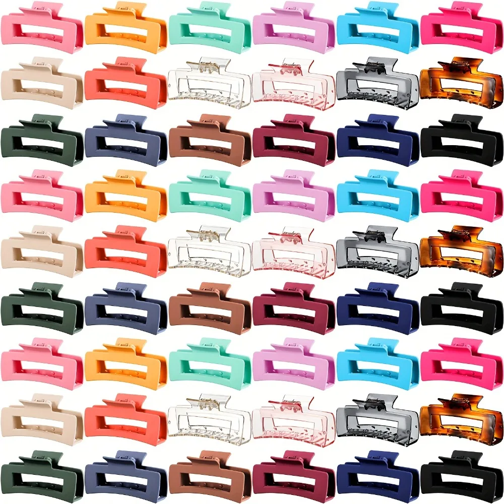 

72pcs 4.1 Inch Large Hair Claw Clips Bulk Rectangular Big Hair Claws Matte Nonslip Banana Clip Strong Hold Plastic Barrettes
