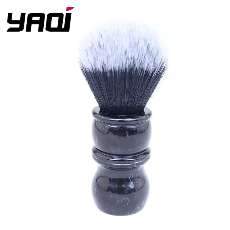 YAQI 24MM Scheerkwast- en zeepset voor heren met zwart-witte punt Synthetisch haar Marmeren harshandvat Precisieverzorging voor thuisgebruik