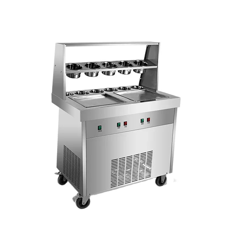 

Industrial 2 Pan Fried Ice Cream Machine Philippines Fried Ice Cream Freezer Fried Ice-cream Machine 830*440*700mm