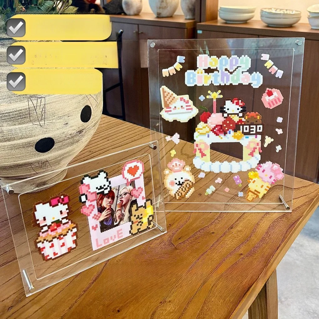 透明な三層豆型写真フレームディスプレイスタンドポスターショーケースキーホルダー収納お祝いクリエイティブギフトフレーム