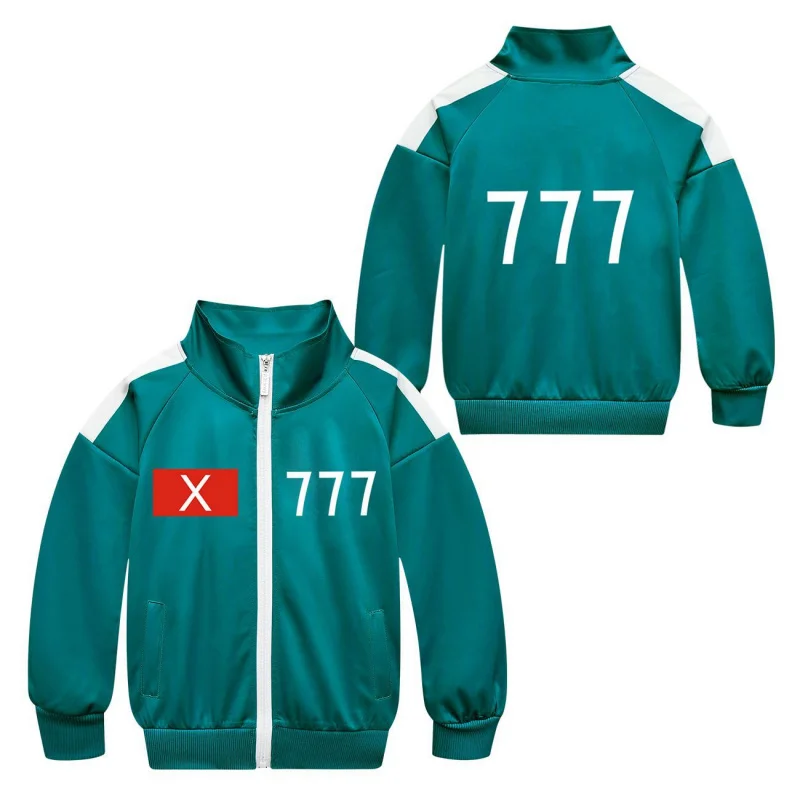 Halloween cosplay costume Men's and women's outerwear hoodie + trousers three-piece suit Blue O Red X 777