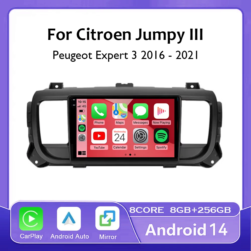 Android 14 Carplay For Citroen Jumpy III 3 SpaceTourer 1 For Peugeot Expert 3 2016 2017 2018 - 2021 Car Radio Multimedia Player