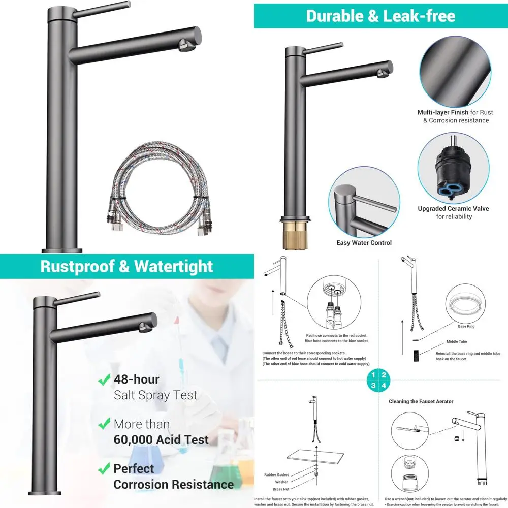 

Single Handle 13 Inch Tall Commercial Bathroom Faucet Non-Lead Single Hole Vanity Mixer Sink Faucet for Non-Lead Bathroom Instal