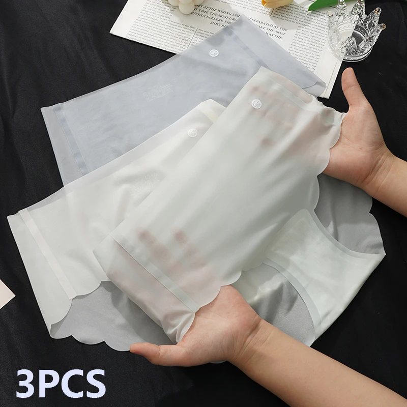 3PCS Ultra-thin Seamless Women Panties Sexy Briefs Spring Summer Quick-drying Pantys Female Solid Soft Sense Underwear