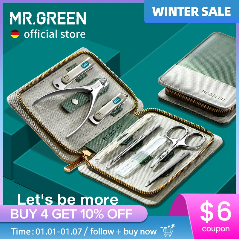 MR.GREEN Manicure Set Pedicure Sets Nail Clipper Stainless Steel Professional Nail Cutter Tools with Travel Case Kit